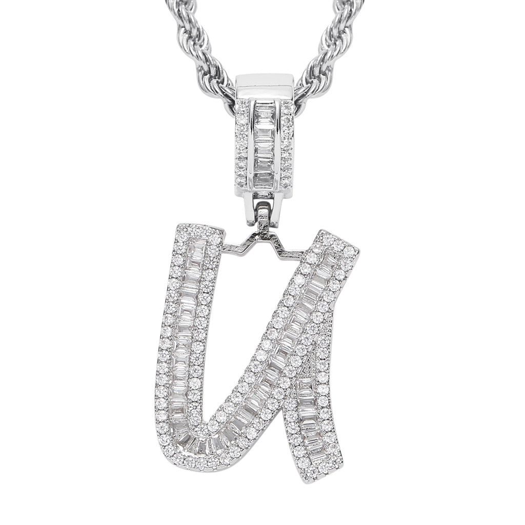 Square Zircon 26 English Letter Hip Hop Pendant