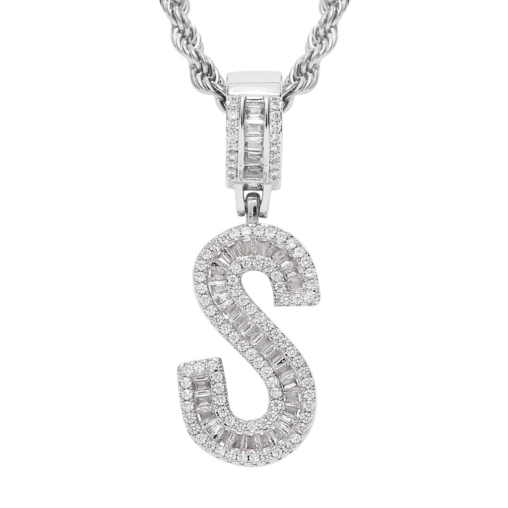 Square Zircon 26 English Letter Hip Hop Pendant