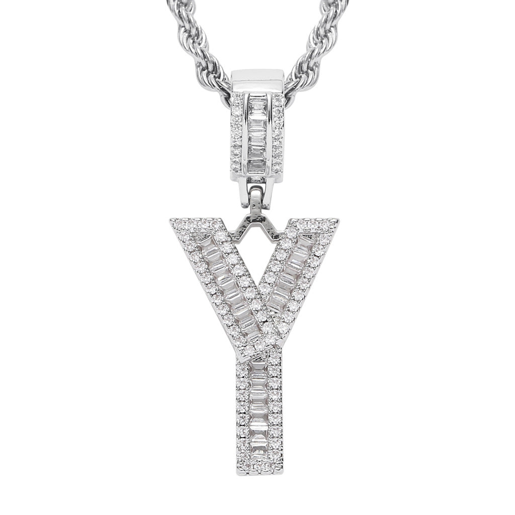 Square Zircon 26 English Letter Hip Hop Pendant
