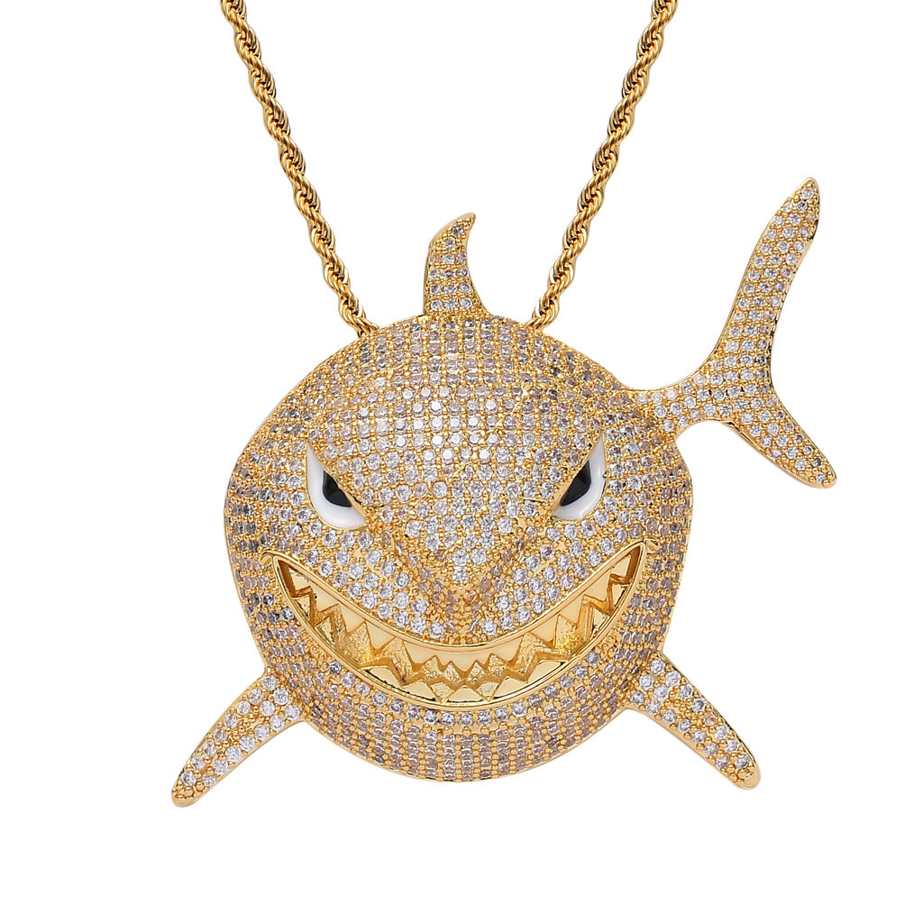 Classic Great White Shark Fully Paved Diamoand Pendant
