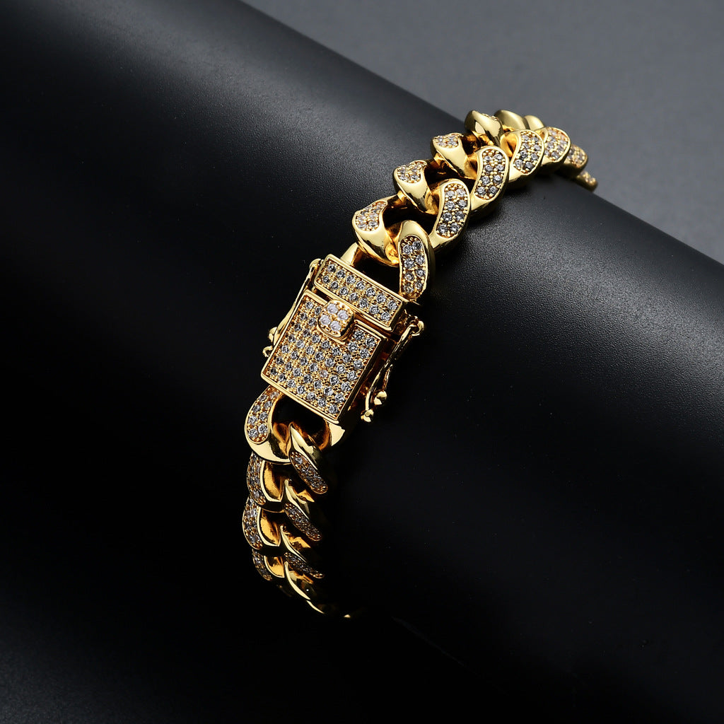 Iced 12mm Full Zircon Cuban Bracelet