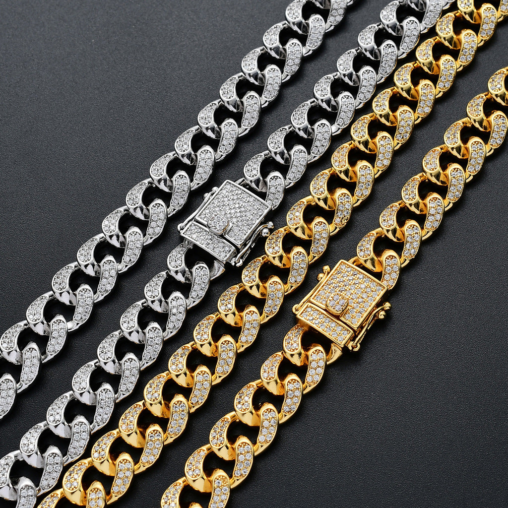 12mm Micro Paved Zircon Personality Hip Hop Cuban Necklace