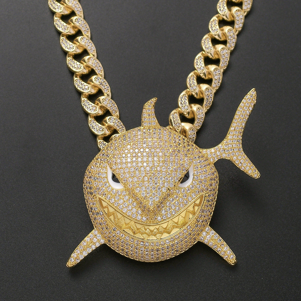 Classic Great White Shark Fully Paved Diamoand Pendant