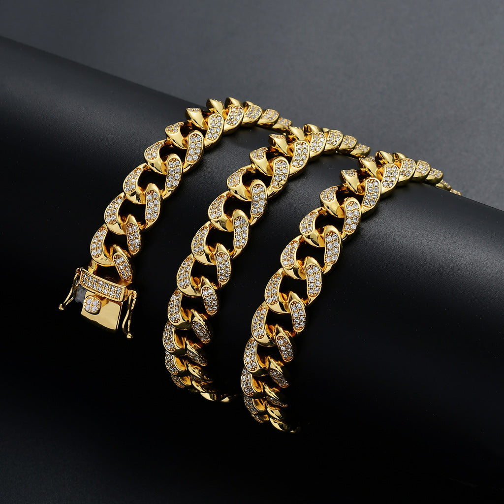 12mm Micro Paved Zircon Personality Hip Hop Cuban Necklace