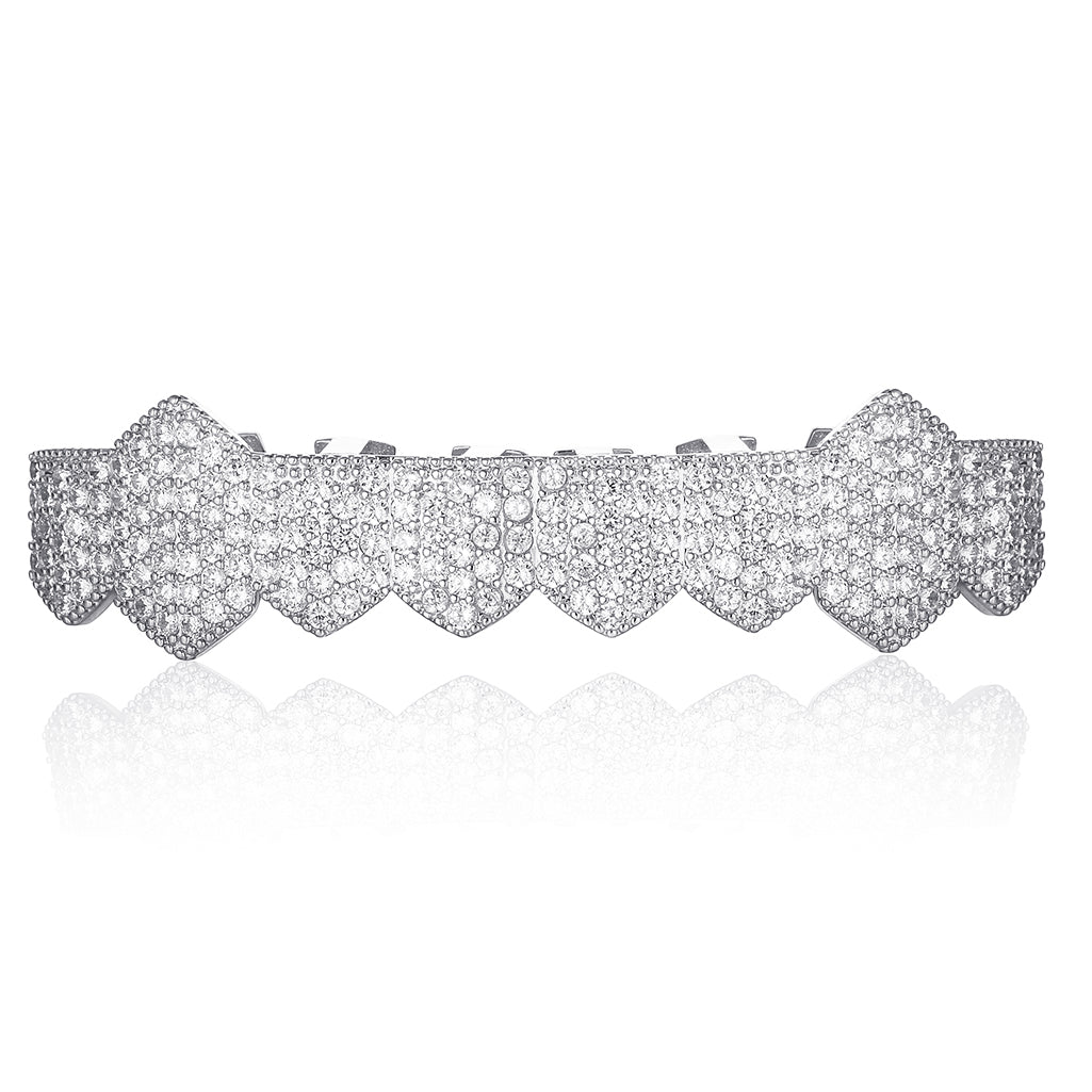 8-tooth Micro-Inlaid Zircon Single Row Gold&Silver Grillz