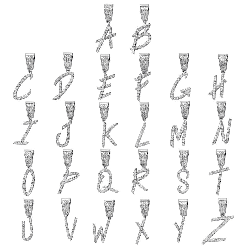 Iced Cursive Letters Micro-Paved CZ Stone Pendant