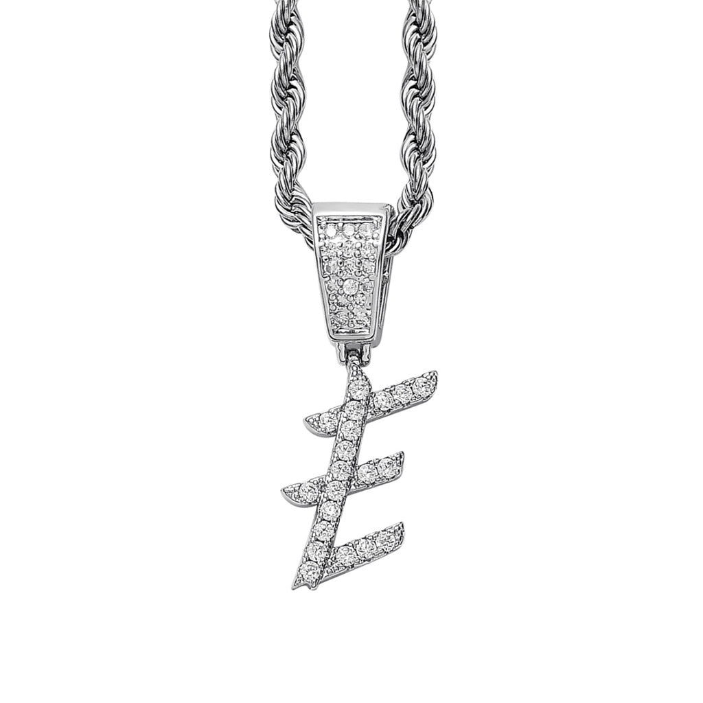 Iced Cursive Letters Micro-Paved CZ Stone Pendant