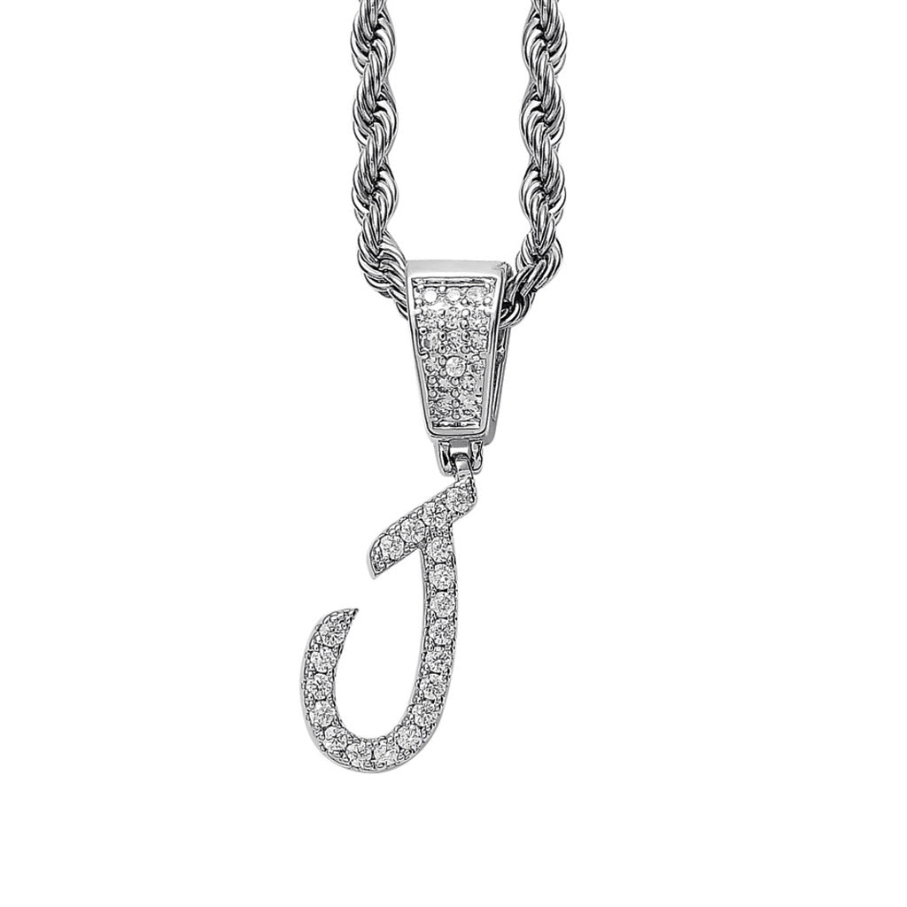 Iced Cursive Letters Micro-Paved CZ Stone Pendant