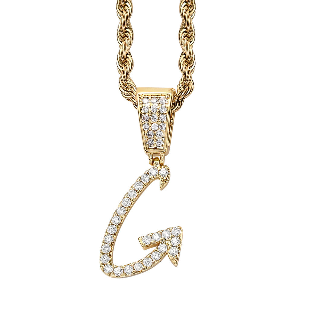 Iced Cursive Letters Micro-Paved CZ Stone Pendant