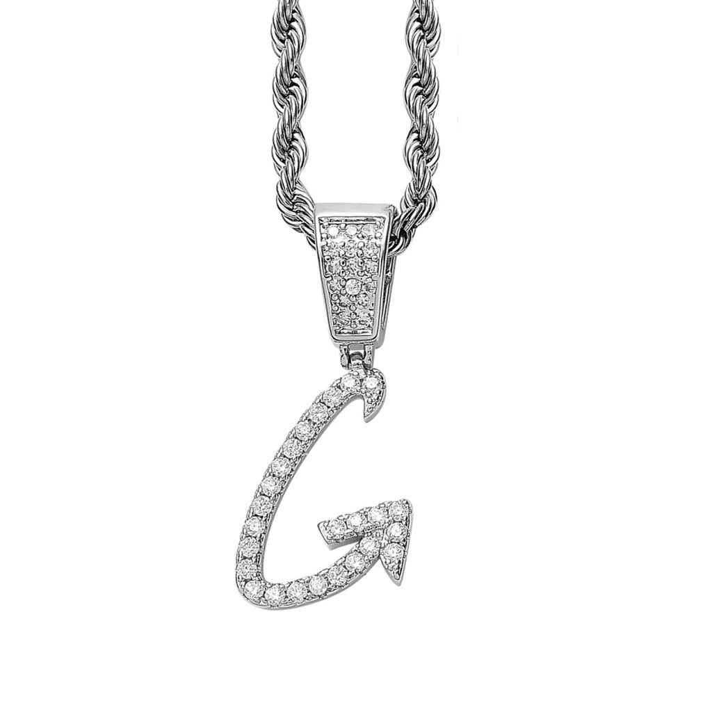 Iced Cursive Letters Micro-Paved CZ Stone Pendant
