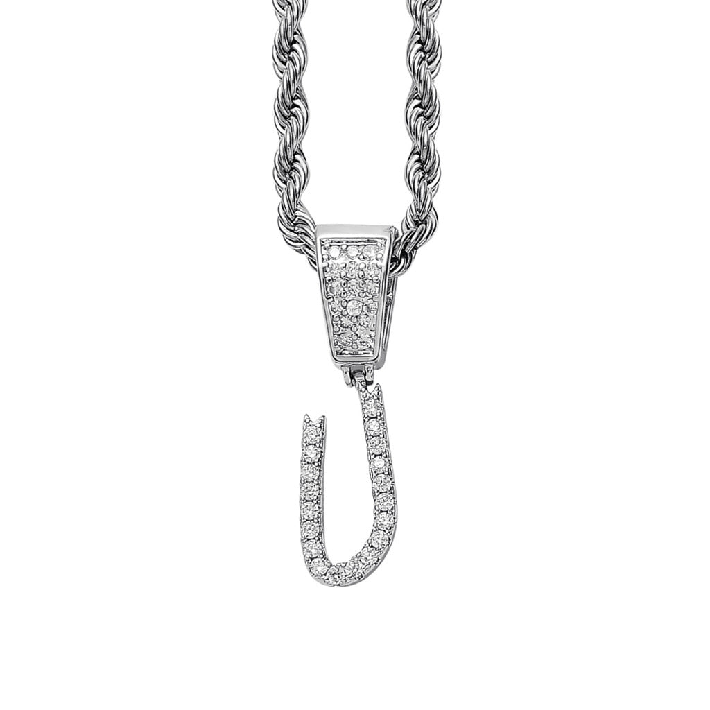 Iced Cursive Letters Micro-Paved CZ Stone Pendant