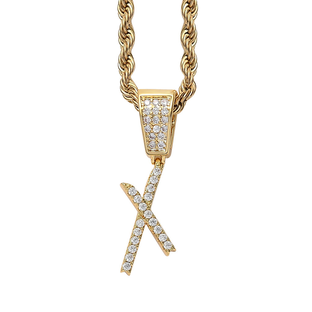 Iced Cursive Letters Micro-Paved CZ Stone Pendant