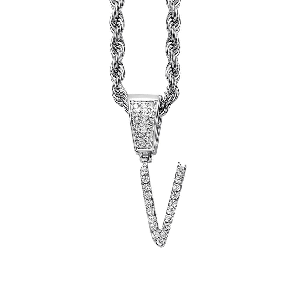 Iced Cursive Letters Micro-Paved CZ Stone Pendant