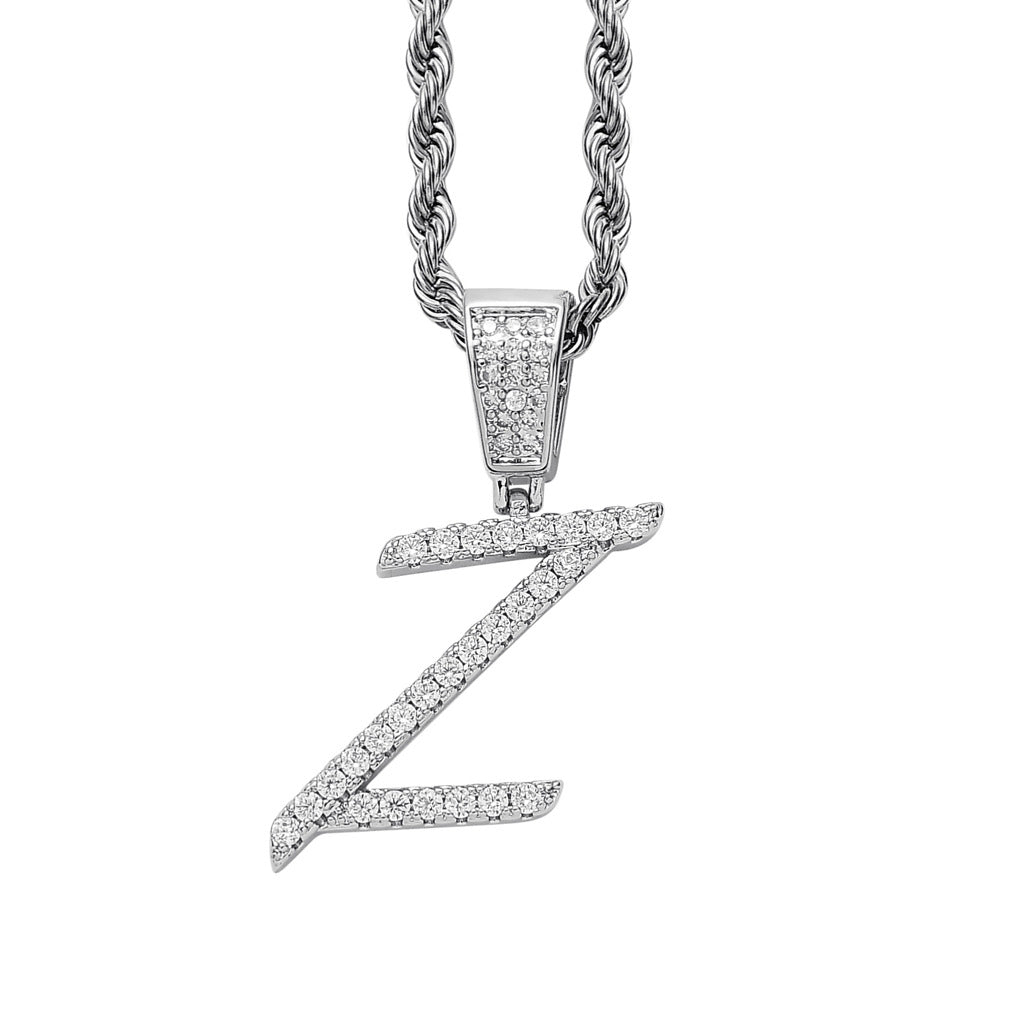 Iced Cursive Letters Micro-Paved CZ Stone Pendant