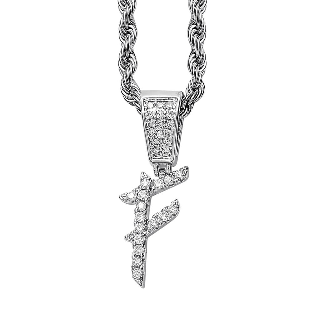 Iced Cursive Letters Micro-Paved CZ Stone Pendant