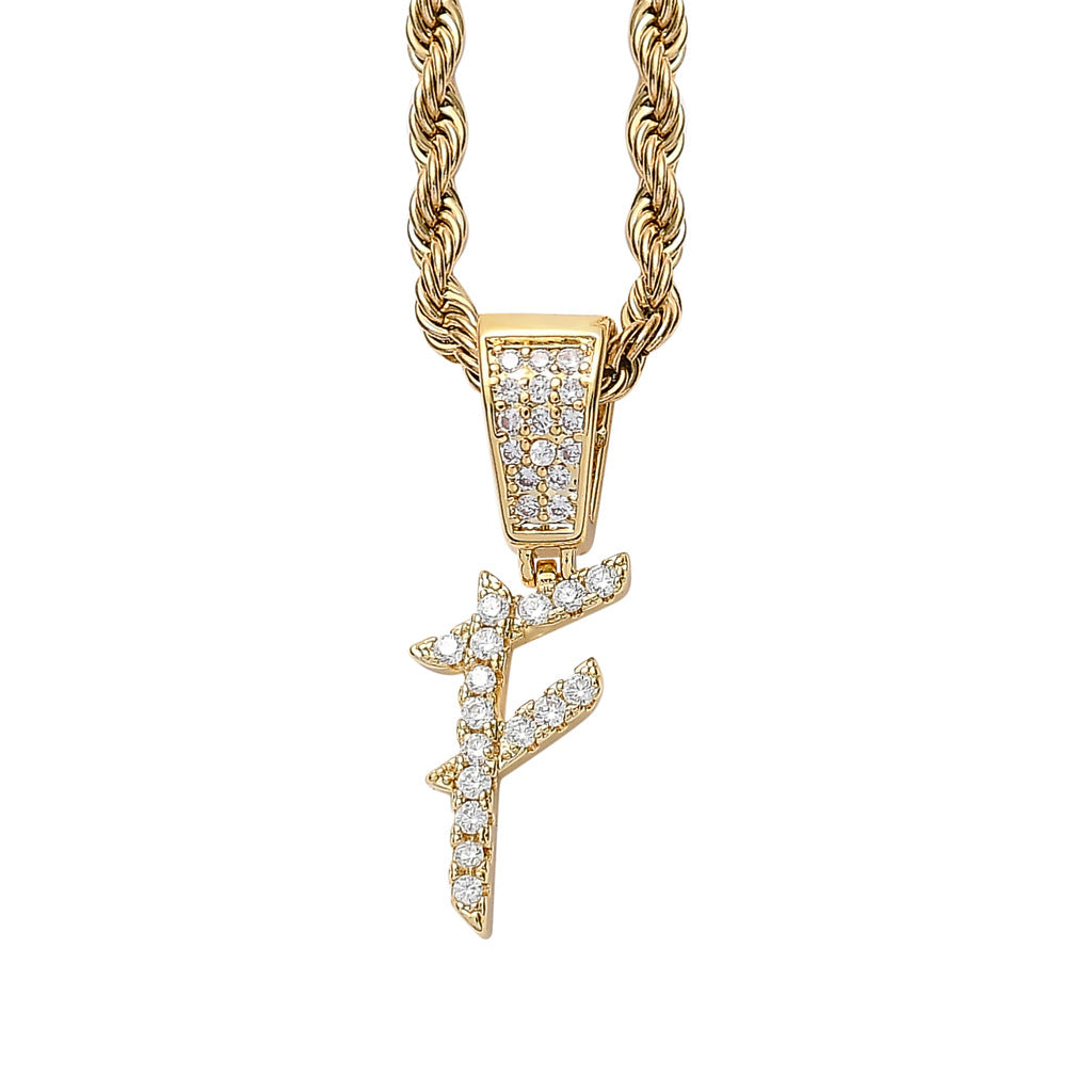 Iced Cursive Letters Micro-Paved CZ Stone Pendant