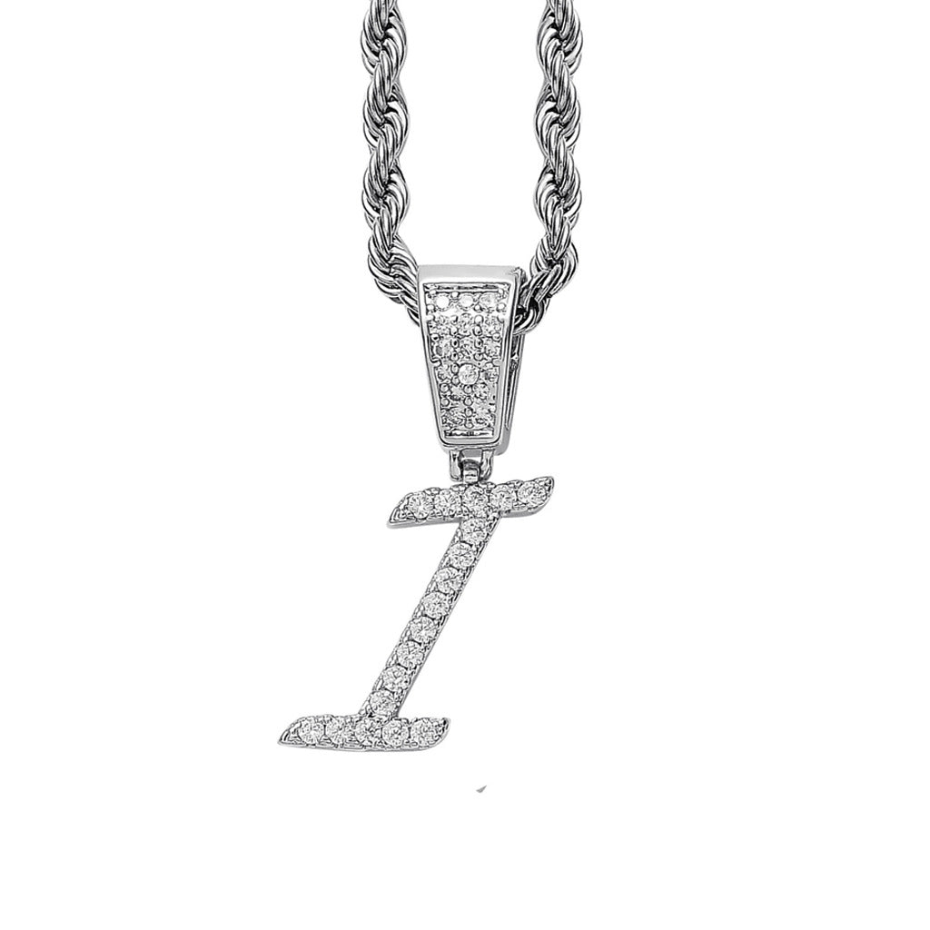 Iced Cursive Letters Micro-Paved CZ Stone Pendant