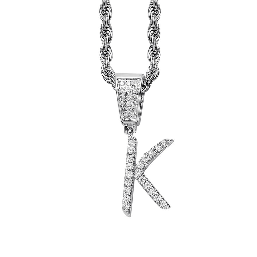 Iced Cursive Letters Micro-Paved CZ Stone Pendant