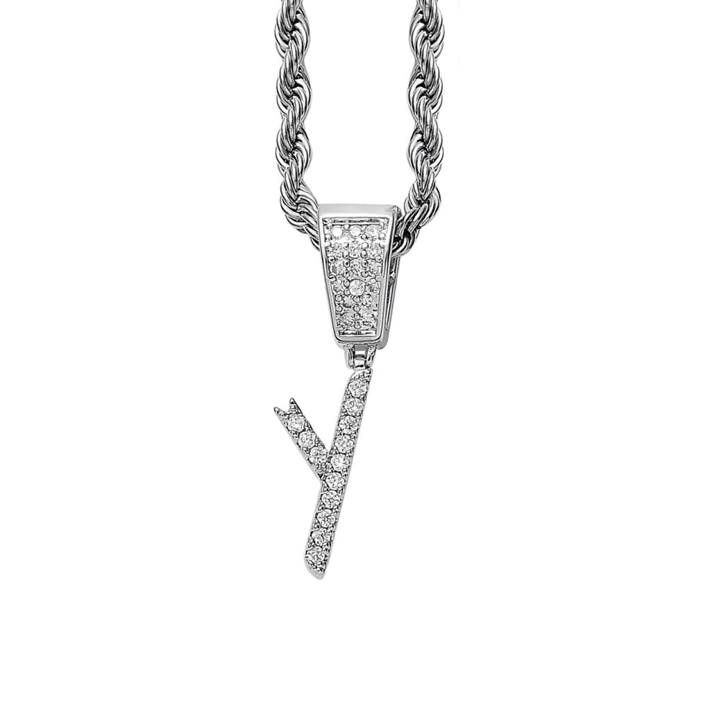 Iced Cursive Letters Micro-Paved CZ Stone Pendant