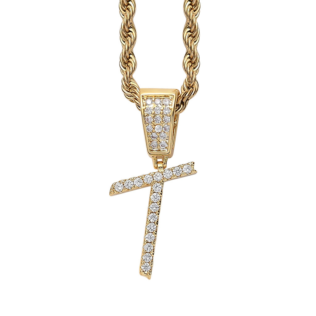 Iced Cursive Letters Micro-Paved CZ Stone Pendant