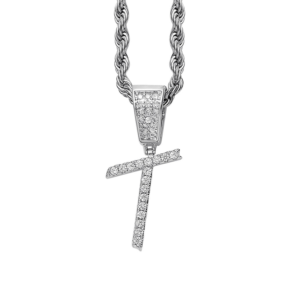 Iced Cursive Letters Micro-Paved CZ Stone Pendant