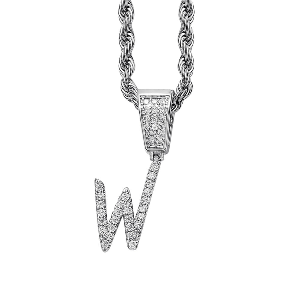 Iced Cursive Letters Micro-Paved CZ Stone Pendant