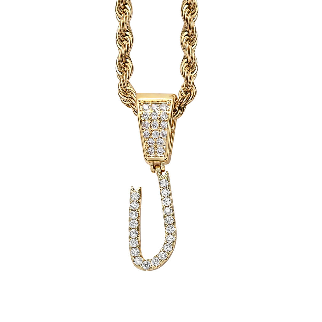Iced Cursive Letters Micro-Paved CZ Stone Pendant