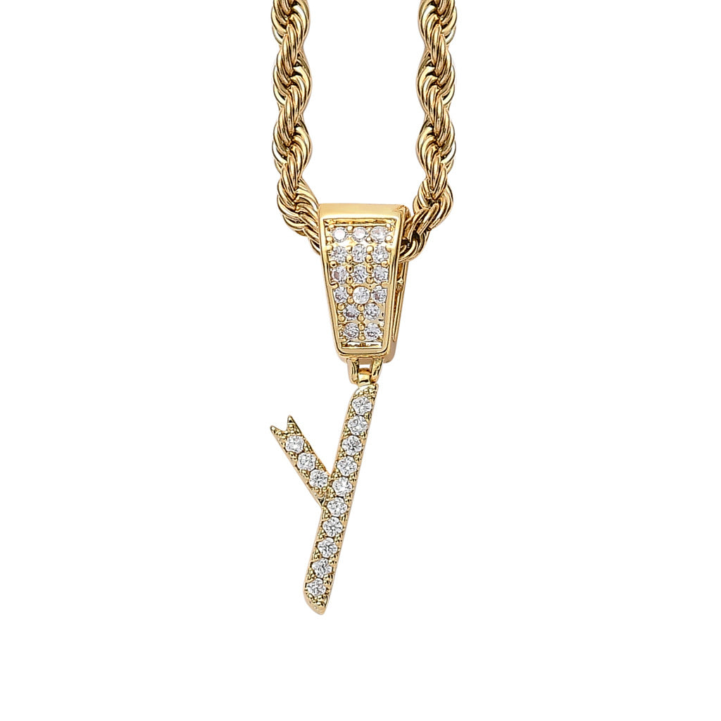 Iced Cursive Letters Micro-Paved CZ Stone Pendant