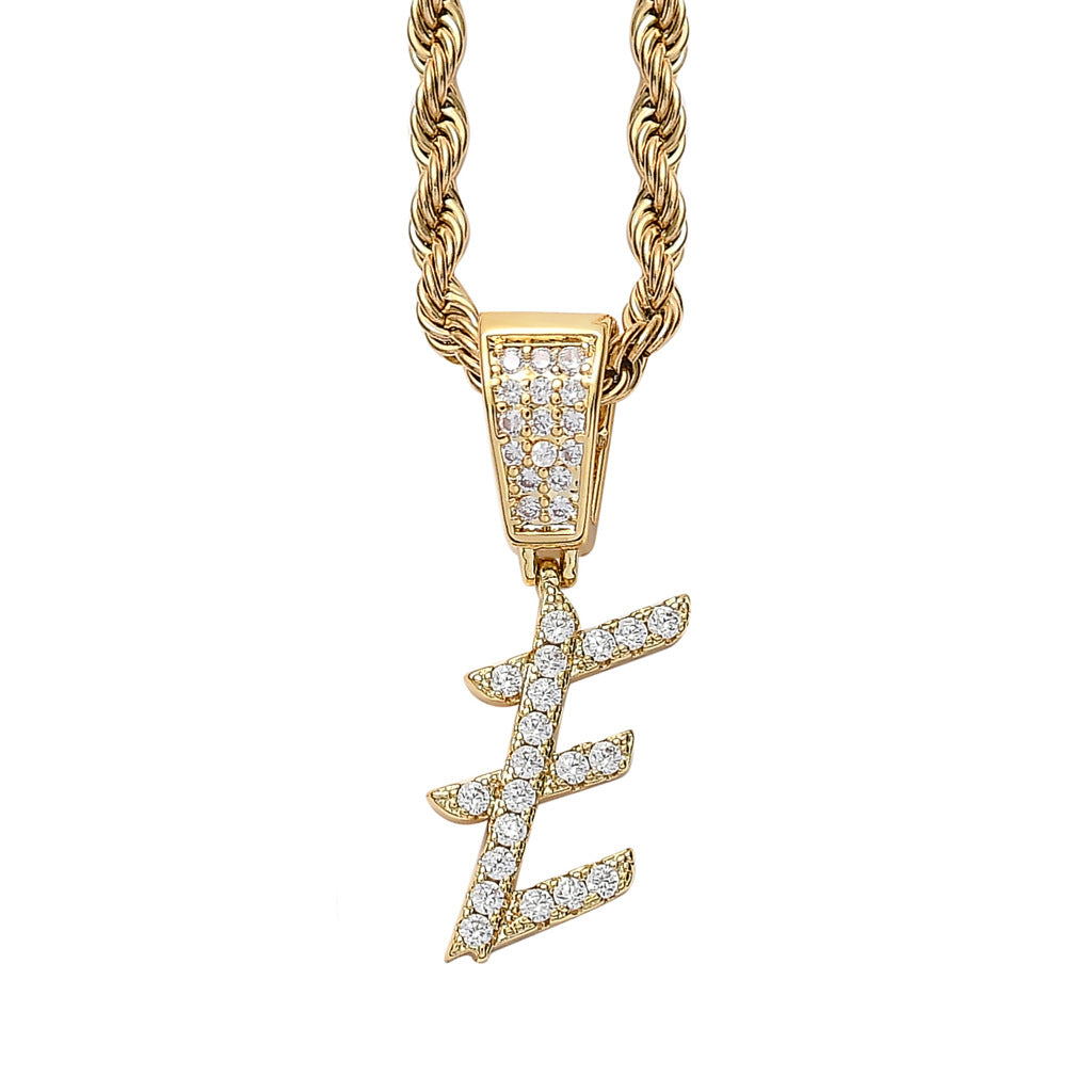 Iced Cursive Letters Micro-Paved CZ Stone Pendant