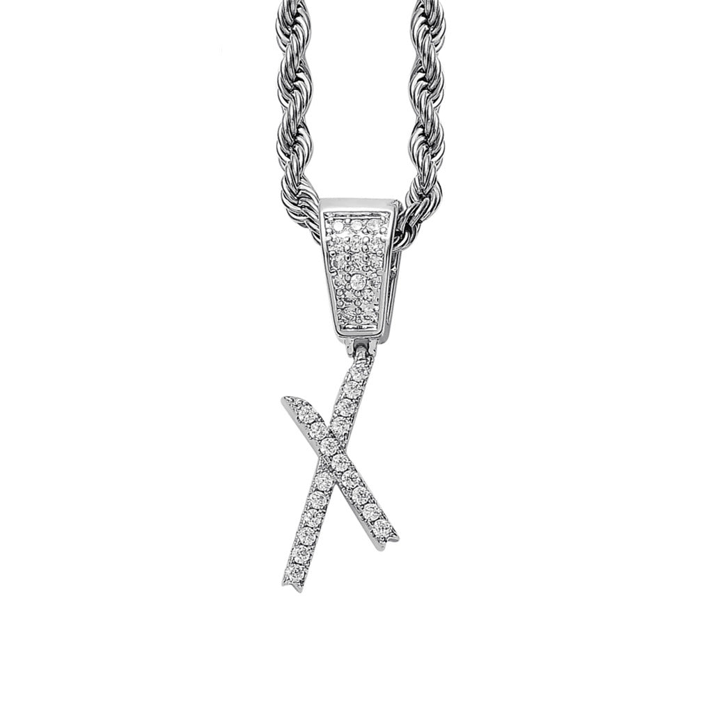 Iced Cursive Letters Micro-Paved CZ Stone Pendant