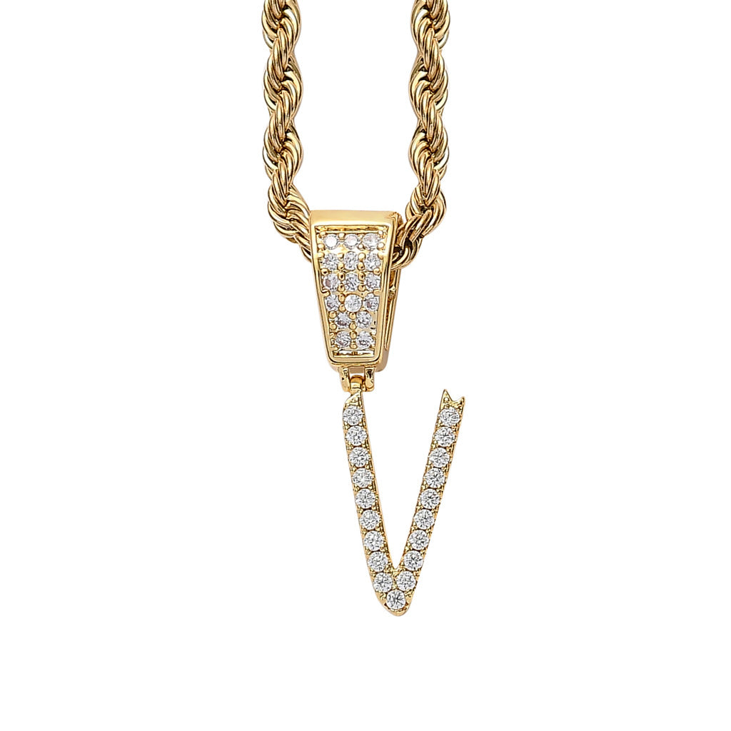 Iced Cursive Letters Micro-Paved CZ Stone Pendant