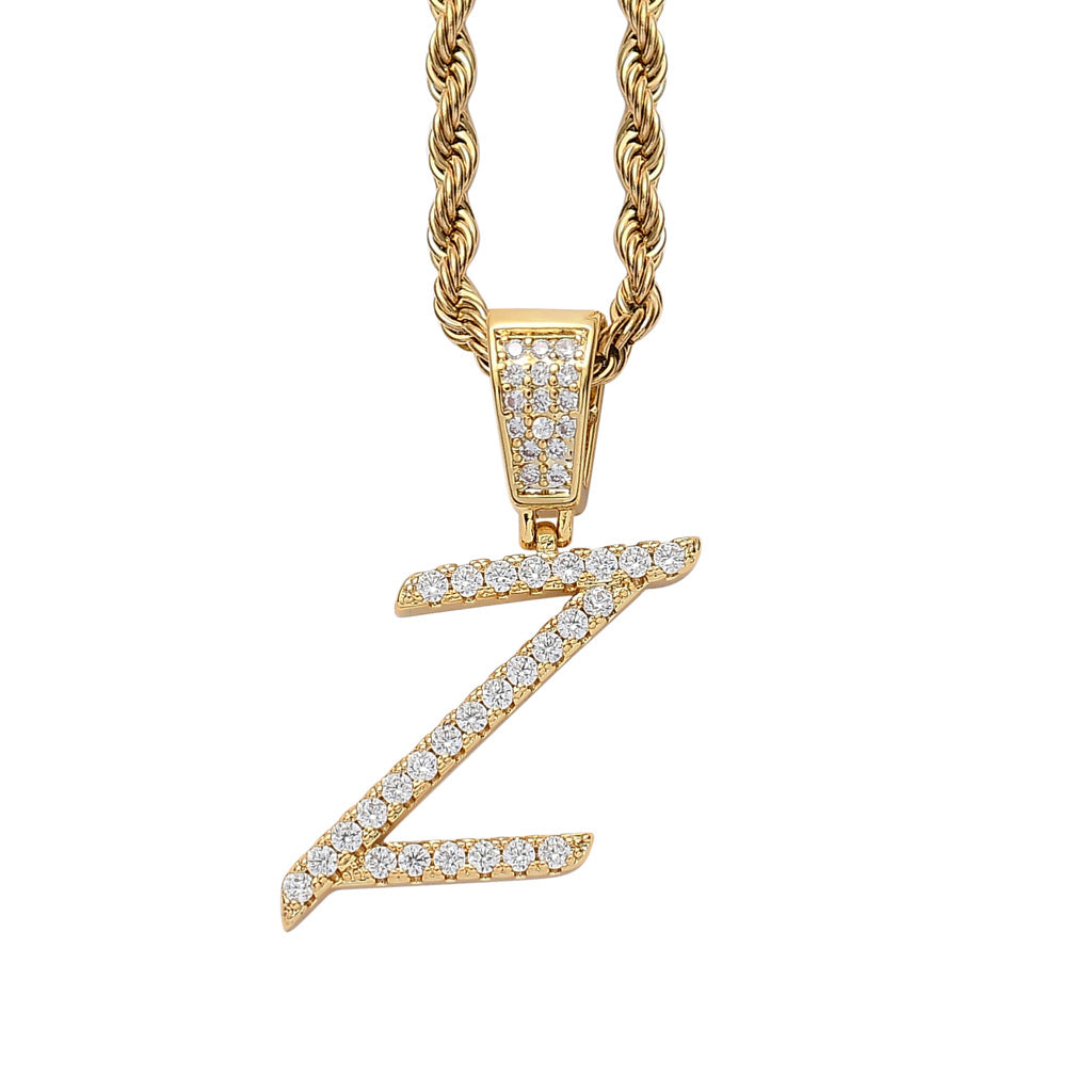 Iced Cursive Letters Micro-Paved CZ Stone Pendant