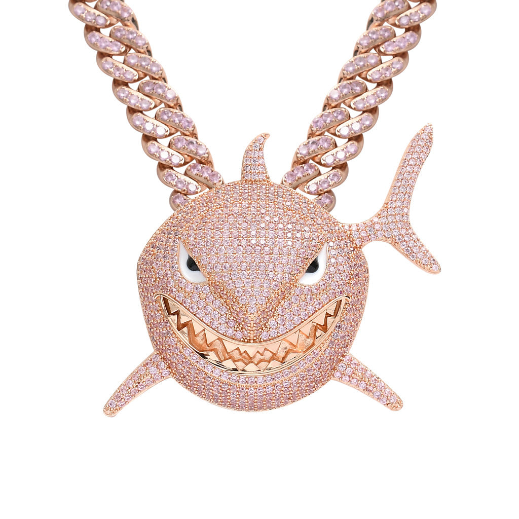 Classic Great White Shark Fully Paved Diamoand Pendant