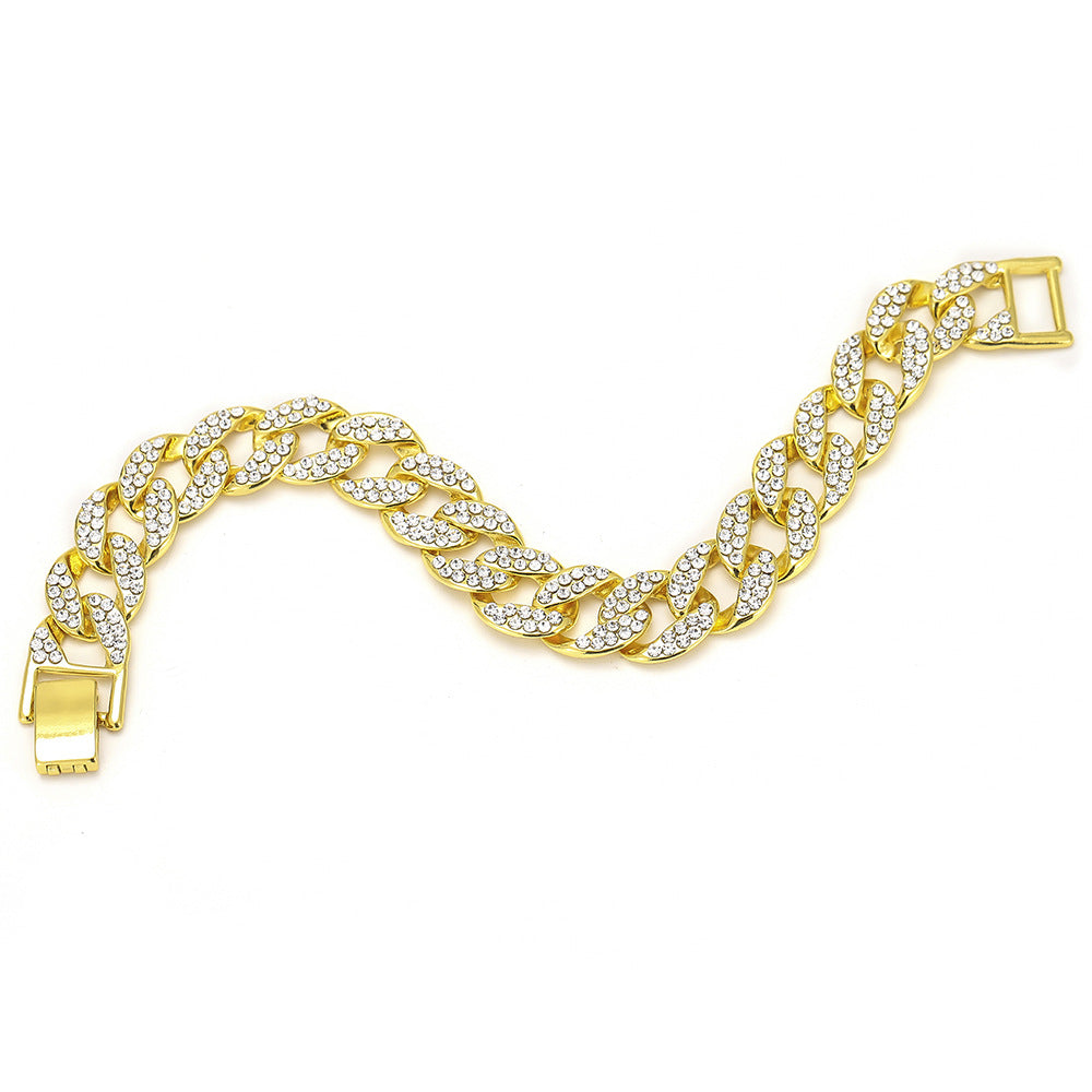 Full Diamond Cuban Men's Gold Bracelet