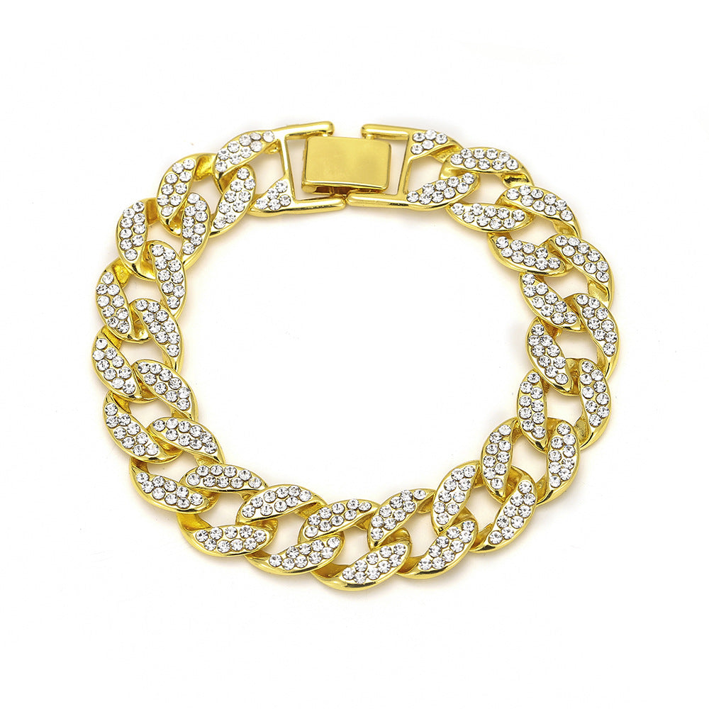 Full Diamond Cuban Men's Gold Bracelet
