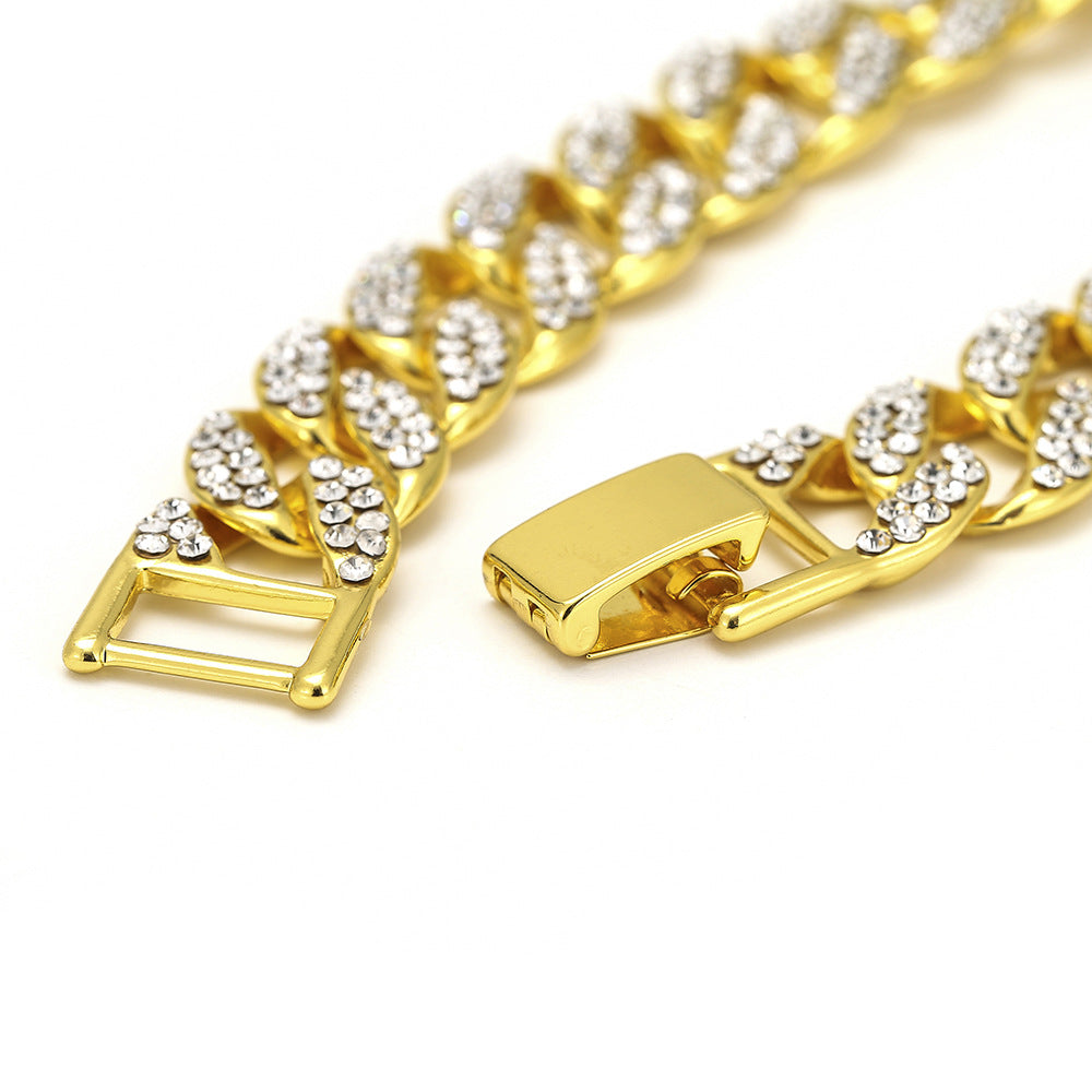 Full Diamond Cuban Men's Gold Bracelet