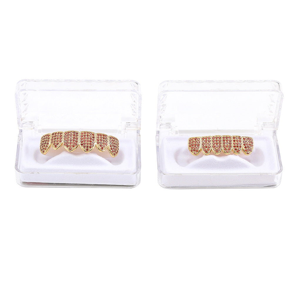 Micro-inlaid Garnet Red Zircon Hip-hop Gold Grillz