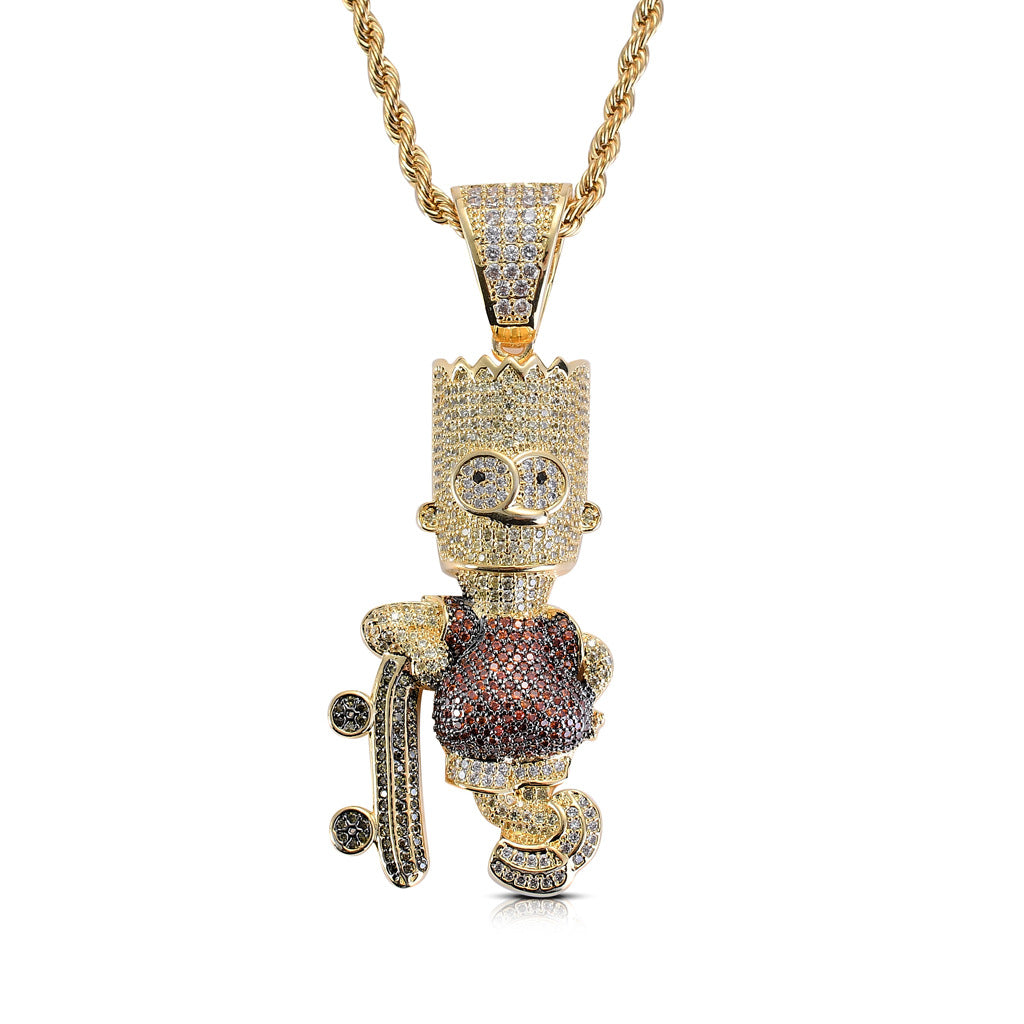 Cartoon Character Simpson Skateboard Zircon Pendant