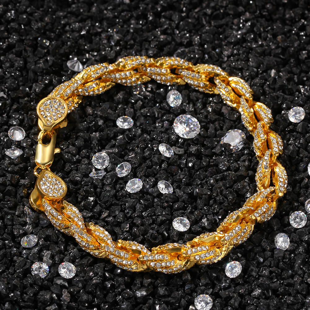 9 MM Hip Hop Diamond Alloy Twist Bracelet