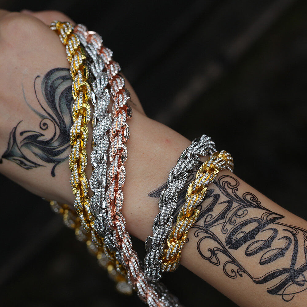9 MM Hip Hop Diamond Alloy Twist Bracelet02 | iceremix.com