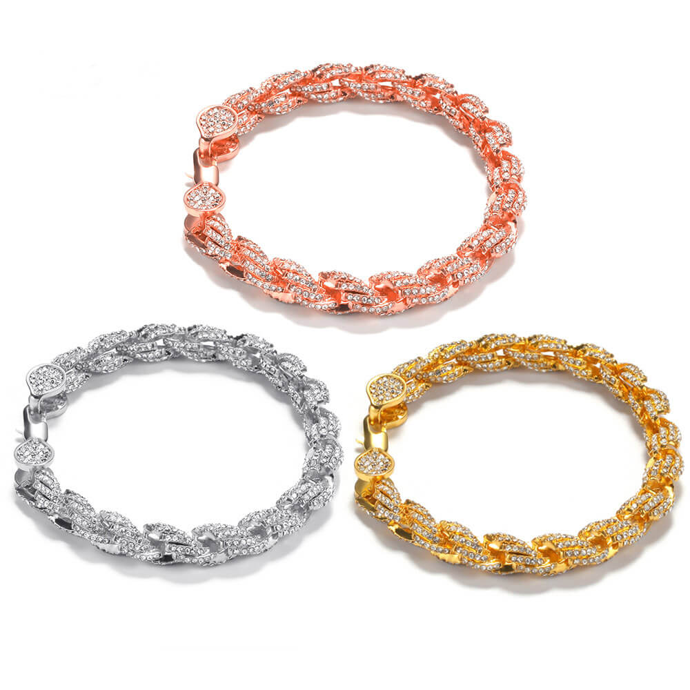 9 MM Hip Hop Diamond Alloy Twist Bracelet01 | iceremix.com