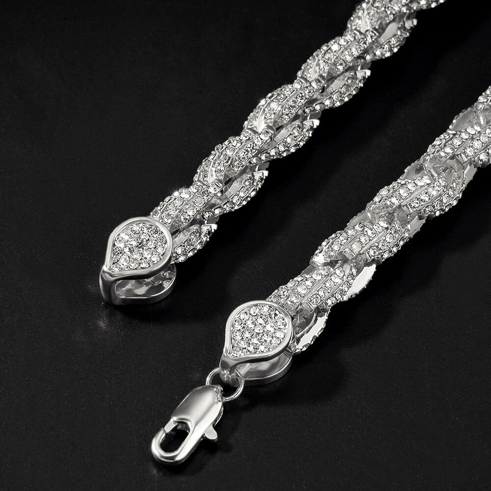 9 MM Hip Hop Diamond Alloy Twist Bracelet