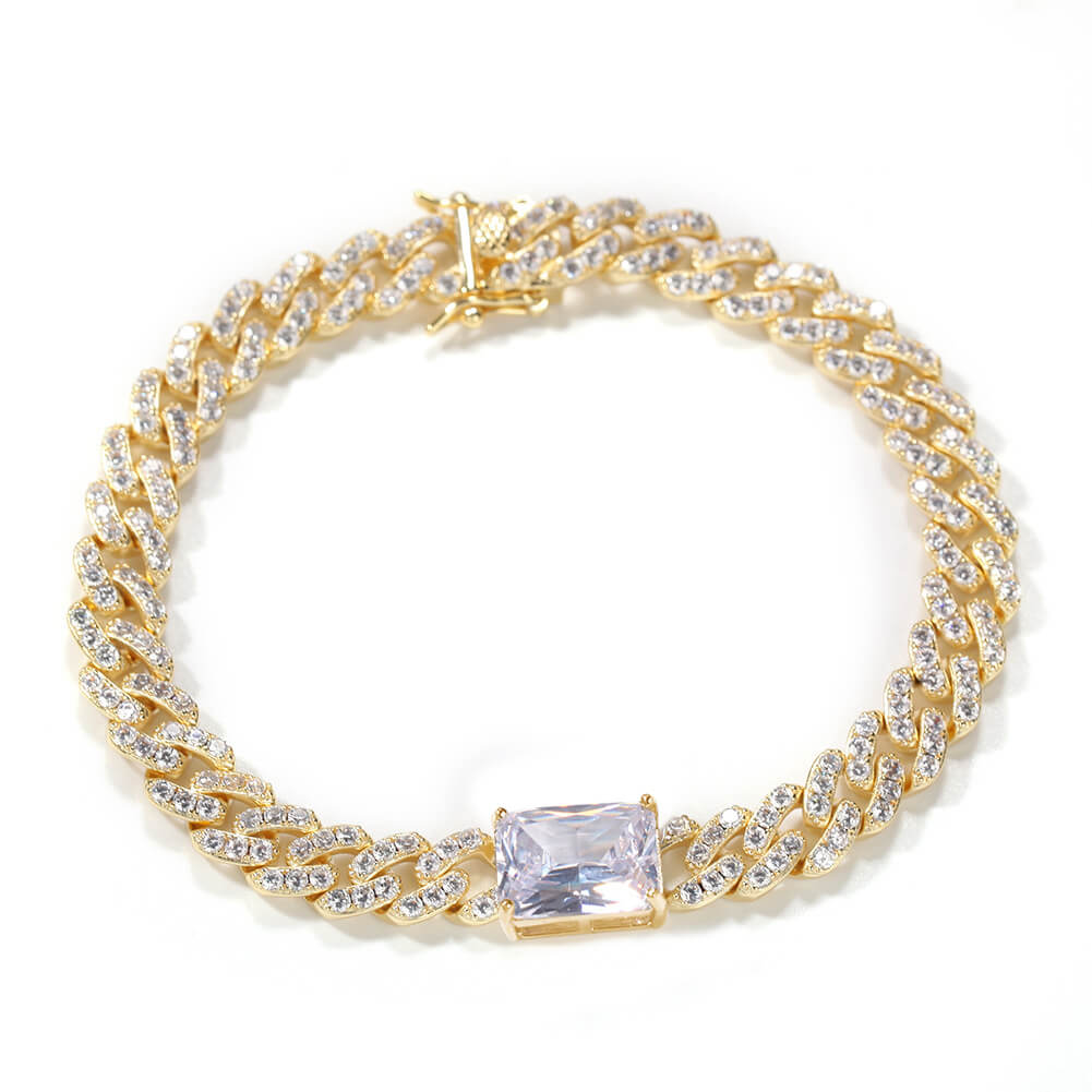 14" Heart-Shaped Zircon Choker Cuban Chain
