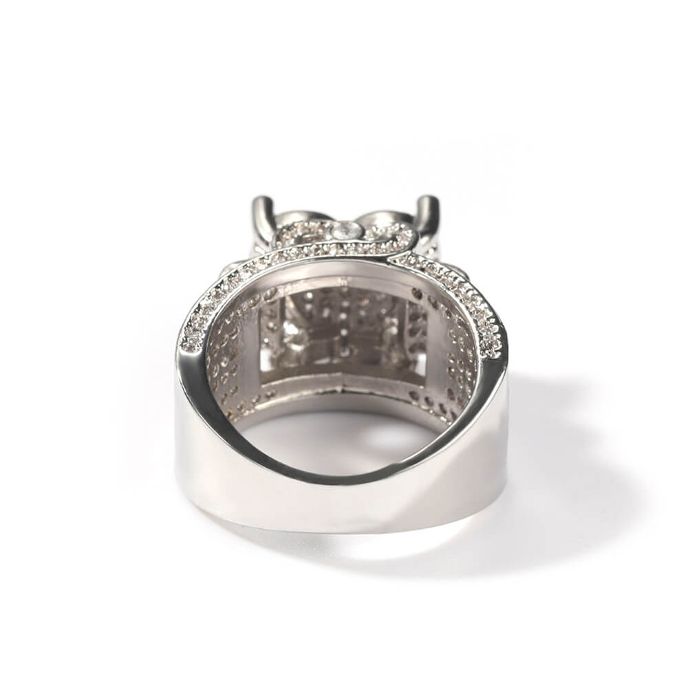 Hip-hop Style Micro-inlaid Zircon Heart-shaped Brass Ring