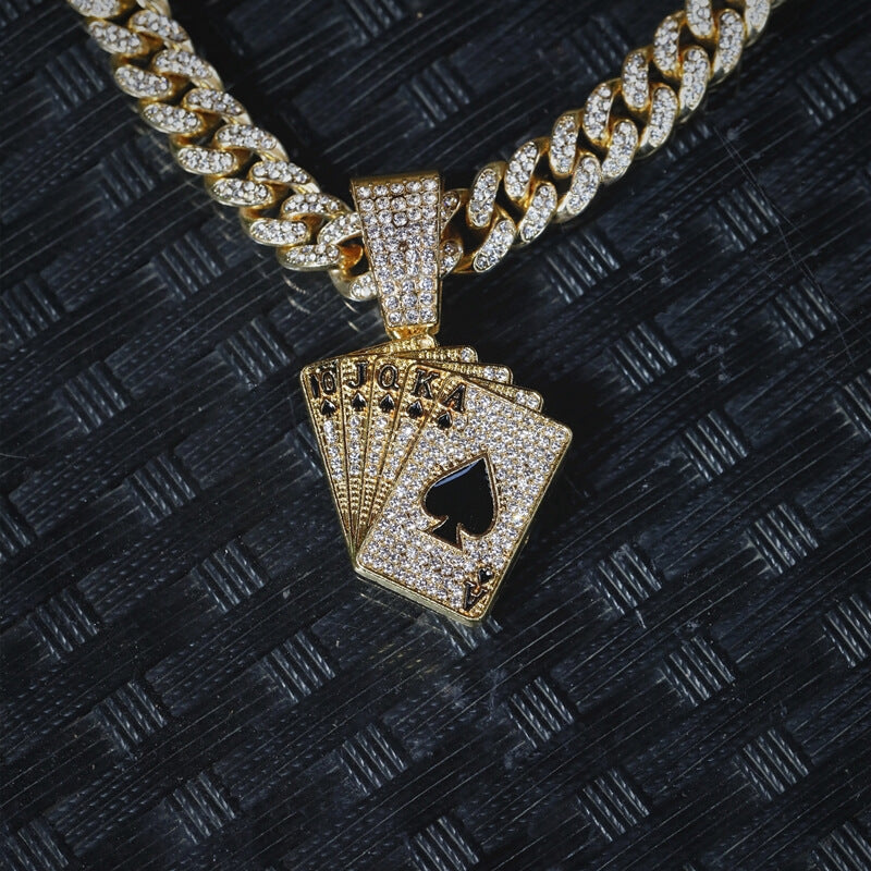 Spades Playing Cards Full Diamond Pendant