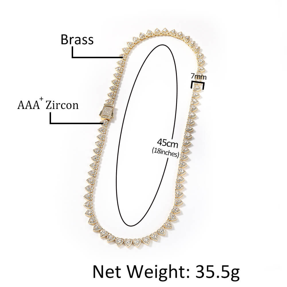 Double hearts Hip Hop CZ Clavicle Necklace