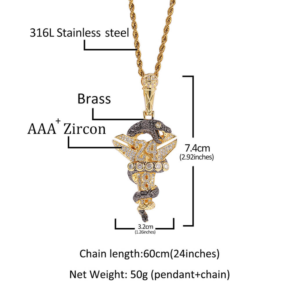 Black Mamba Viper Wrapped Cross Hip Hop Pendant