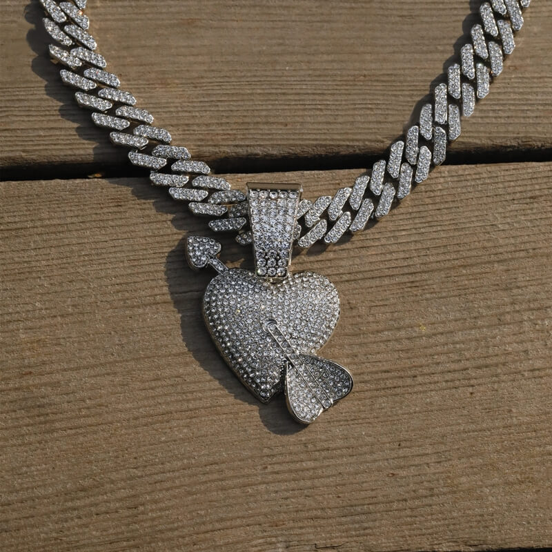 Cupid's Arrow Diamond Shaped Cuban Pendant