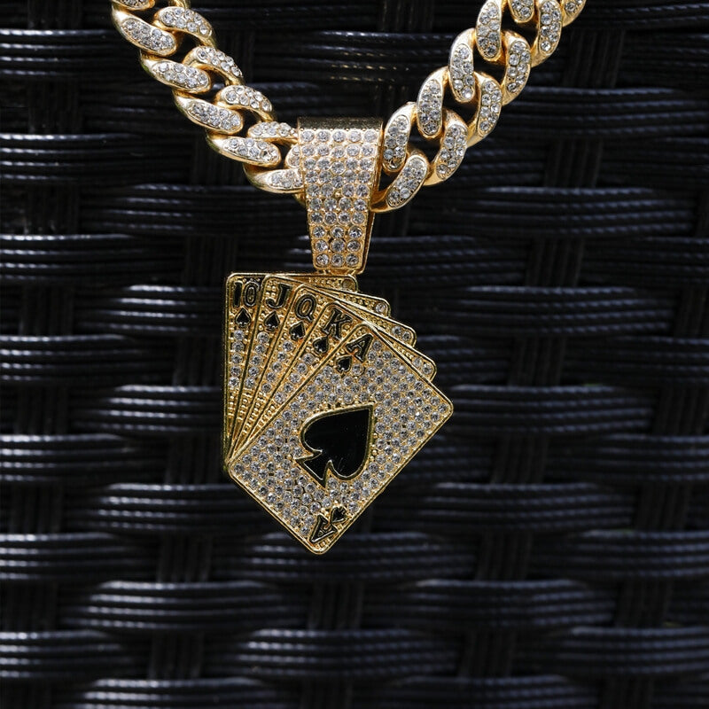 Spades Playing Cards Full Diamond Pendant