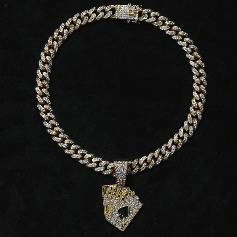 Spades Playing Cards Full Diamond Pendant